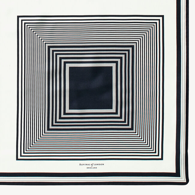 Mirrored Squares Silk Scarf Monochrome Pure Silk