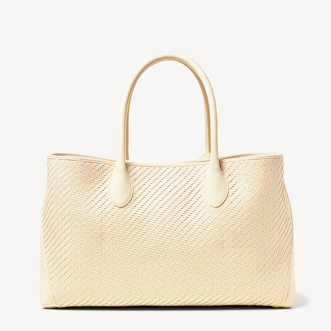 London Tote Ivory Woven Leather