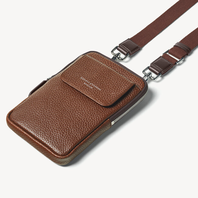 Reporter Crossbody Phone Bag Tobacco Pebble