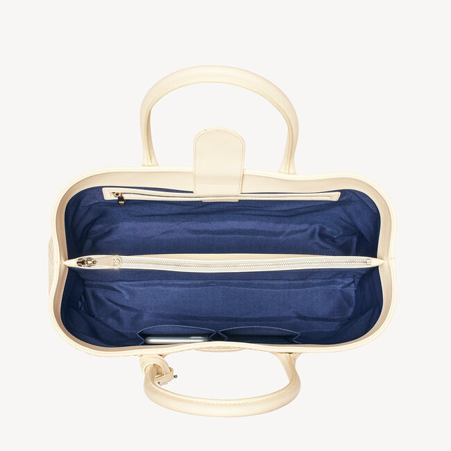 London Tote Ivory Woven Leather