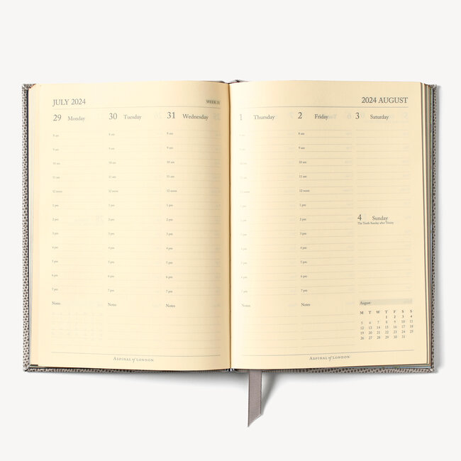 2024 A5 Week to View Leather Diary Deep Shine English Lavender Small Croc