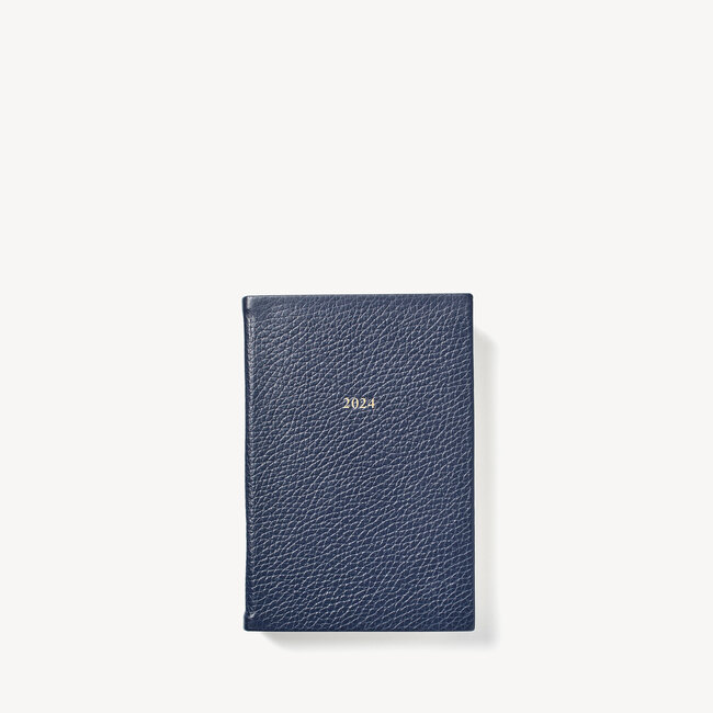 2024 A6 Day to Page Leather Diary Navy Pebble