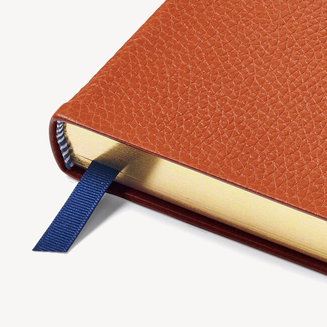 2024 A6 Day to Page Leather Diary Marmalade Pebble