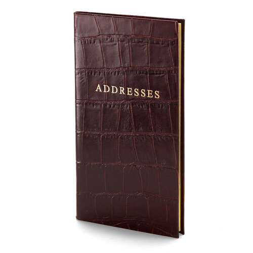 Pocket Address Book in Amazon Brown Croc Aspinal of London