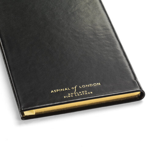 Slim Pocket Address Book in Smooth Black Aspinal of London