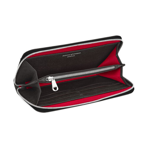 Continental Clutch Zip Wallet in Black Saffiano Aspinal