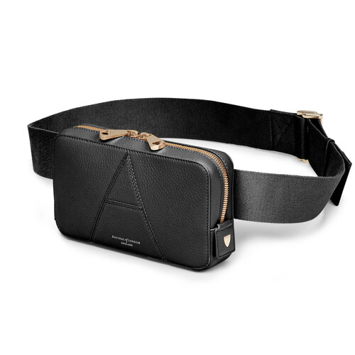 Camera Belt Bag in Black Pebble & Smooth Aspinal of London