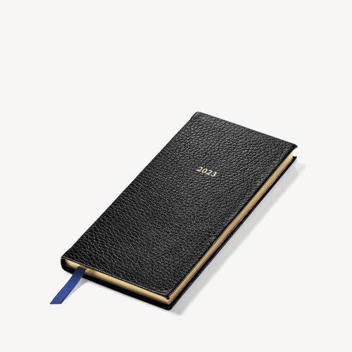 2023 Slim Pocket Diary in Black Pebble Aspinal of London
