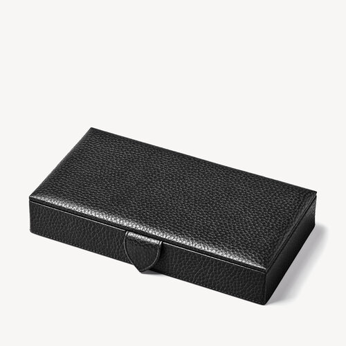 Men's Cufflink Box in Black Pebble Aspinal of London