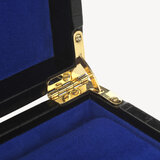 Four Piece Watch Box Deep Shine Black Croc & Cobalt Blue Suede