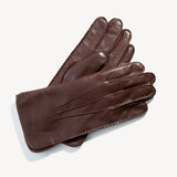 Men's Cashmere Lined Leather Gloves Brown Nappa