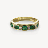 Phoebe Wave Ring Emerald & Diamonds set in 18ct Gold