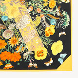 Botanical 'A' Silk Scarf Black & Gold Pure Silk