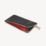 Zipped Coin & Card Holder Black Pebble