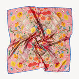 Botanical 'A' Silk Scarf Dusky Pink Pure Silk