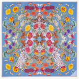 Botanical 'A' Silk Scarf Bluebird Pure Silk