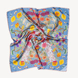 Botanical 'A' Silk Scarf Bluebird Pure Silk