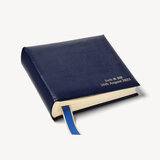 8-inch Lizard Print Leather Photo Album Midnight Blue Silk Lizard