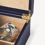 Grand Luxe Jewellery Case Midnight Blue Silk Lizard