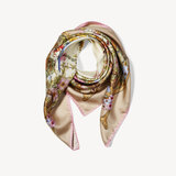 Edwardian Garden Silk Scarf Putty Pure Silk