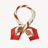 Hot Air Balloon Neck Bow Scarf Red Pure Silk