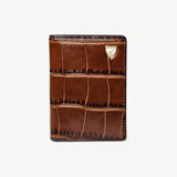 Double Fold Credit Card Holder Deep Shine Brown Soft Croc