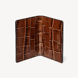 Double Fold Credit Card Holder Deep Shine Brown Soft Croc