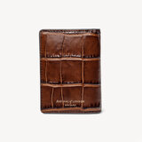 Double Fold Credit Card Holder Deep Shine Brown Soft Croc