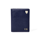 ID & Travel Card Holder Midnight Blue Silk Lizard