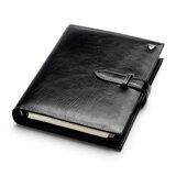 Large Personal Organiser Smooth Black & Cobalt Blue Suede
