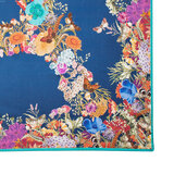 Ombre 'A' Floral Silk Scarf Teal Pure Silk