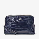 Large Essential Cosmetic Case Midnight Blue Patent Croc