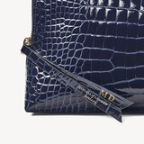 Large Essential Cosmetic Case Midnight Blue Patent Croc