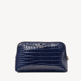 Small Essential Cosmetic Case Midnight Blue Patent Croc