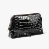 Small Essential Cosmetic Case Black Patent Croc