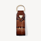 Small Leather Loop Keyring Deep Shine Brown Soft Croc
