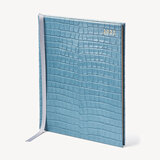 Quarto A4 Week to View Leather Diary Deep Shine Cornflower Small Croc