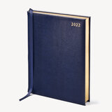Quarto A4 Day to Page Leather Diary Midnight Blue Lizard