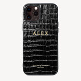 iPhone 12 Pro Max Case Deep Shine Black Small Croc