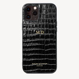 iPhone 12 Pro Max Case Deep Shine Black Small Croc