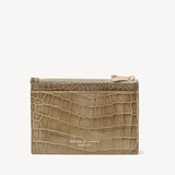 Double Sided Zipped Card & Coin Holder Mocha Patent Croc