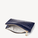 Double Sided Zipped Card & Coin Holder Midnight Blue Patent Croc