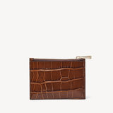 Small Essential Flat Pouch Deep Shine Brown Soft Croc