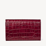 Travel Wallet with Removable Inserts Deep Shine Bordeaux Croc