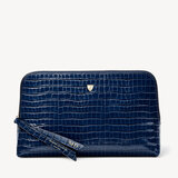 Large Essential Cosmetic Case Deep Shine Midnight Blue Small Croc