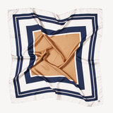 Geometric Silk Scarf Ivory & Gold Pure Silk