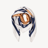 Geometric Silk Scarf Ivory & Gold Pure Silk