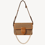 The Resort Bag Brown Chevron Raffia & Smooth Tan