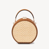 Hat Box Smooth Tan & Chevron Raffia