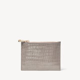 Small Essential Flat Pouch Deep Shine Warm Grey Small Croc